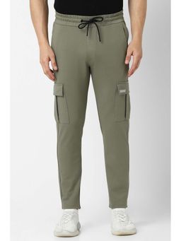 Van Heusen - Men Olive Solid Slim Fit Casual Track Pant