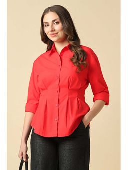 Allen Solly - Women Red Solid Long Sleeves Shirt
