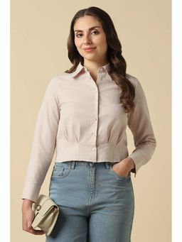 Allen Solly - Women Beige Solid Long Sleeves Shirt
