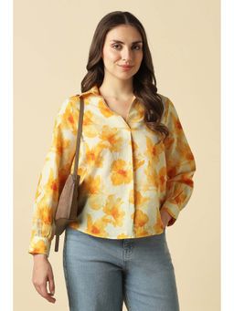 Allen Solly - Women Yellow Floral Printed Long Sleeves Shirt