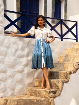 Golden Mirror Fashion - Women Multi-Color Self Design Hakoba Dress