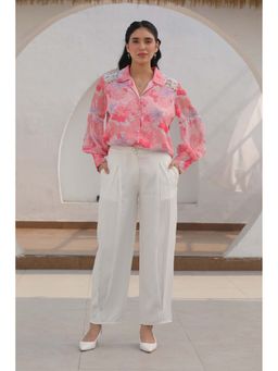 Luxe & Hardy - Women Pink-White Celeste Floral Printed Shirt and Pant