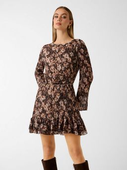 Guess - Women Brown Animal Printed Mini Dress with Belt