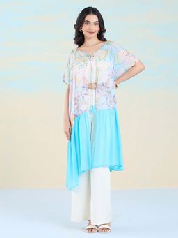 Navyasa By Liva - Blue Liva Chiffon Floral Print Shrug