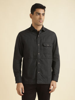 Andamen - Black Mens Full Sleeve Overshirt Regular Fit