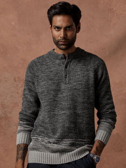 Andamen - Grey Mens Full Sleeve Henley Regular Fit
