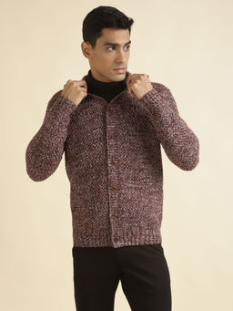 Andamen - Burgundy Mens Full Sleeve Cardigan Regular Fit