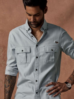Andamen - Grey Mens Full Sleeve Shirt Slim