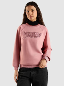 Tommy Hilfiger - Pink Relaxed Fit Cotton Round Neck Sweatshirt