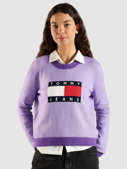 Tommy Hilfiger - Purple Relaxed Fit Viscose Round Neck Sweatshirt