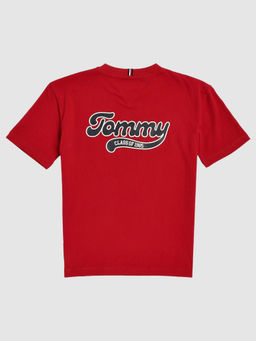 Tommy Hilfiger - Boys Red Logo Relaxed Fit Cotton T-Shirt