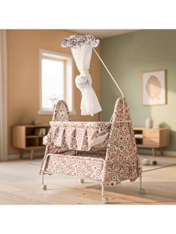 BAYBEE - Purple Cradle for Newborn Baby with Mosquito Net, Jhula and Basket