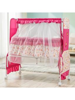 BAYBEE - Pink Baby Cradle and Swing for Newborn with Mosquito Net