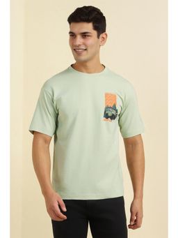 Allen Solly - Men Green Graphic Print Crew Neck T-shirt