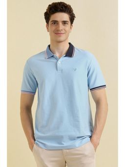 Allen Solly - Men Light Blue Polo Neck T-shirt