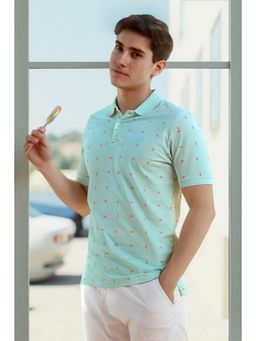 Allen Solly - Men Blue Printed Polo Neck T-shirt