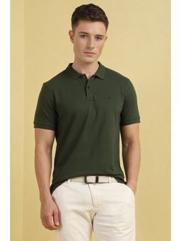 Allen Solly - Men Green Solid Polo Neck T-shirt