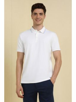 Allen Solly - Men White Solid Polo Neck T-shirt