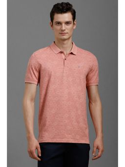 Louis Philippe - Men Pink Printed Polo Neck T-shirt