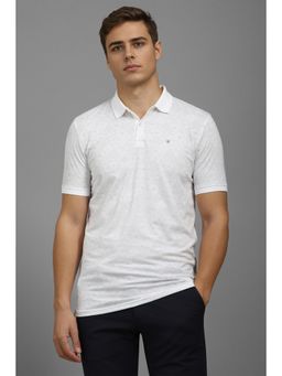 Louis Philippe - Men White Printed Polo Neck T-shirt