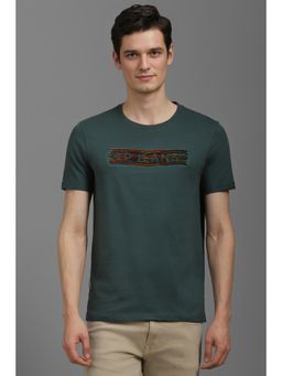 Louis Philippe - Men Green Solid Crew Neck T-shirt