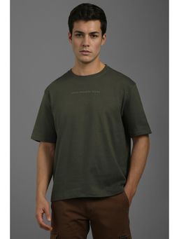 Louis Philippe - Men Green Solid Crew Neck T-shirt
