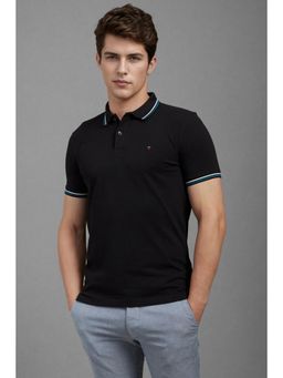 Louis Philippe - Men Black Polo Neck T-shirt