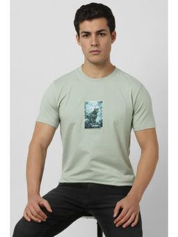 Van Heusen - Men Green Graphic Print Crew Neck T-shirt