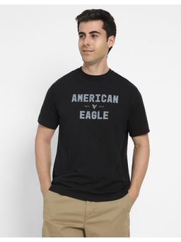 American Eagle - Men Black Logo Print T-shirt
