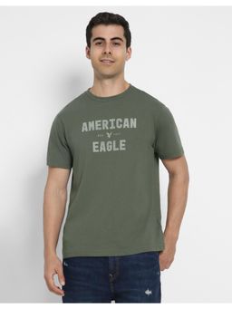 American Eagle - Men Green Logo Print T-shirt