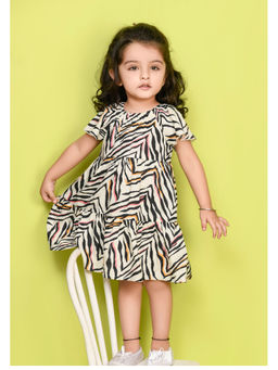 Beebay - Flutter Sleeves Tiered Animal Printed Dress