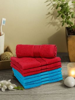 KOPA - Quick Dry 100% Cotton Soft Terry Towel -8Pc Face Towel D'Ross Solid-Red, Turq
