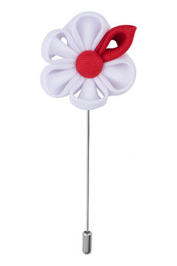 The Tie Hub - Gazania White and Red Flower Lapel Pin