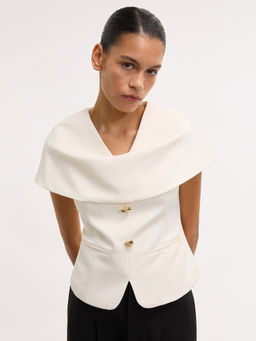 Pomelo - Fold-Over Neck Top - Ivory
