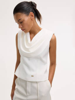 Pomelo - Sleeveless Draped Cowl Neck Top - Ivory