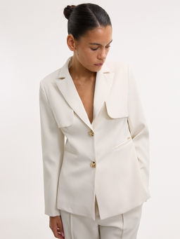 Pomelo - Cape Overlay Detail Blazer - Ivory