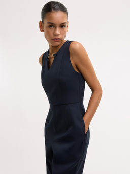 Pomelo - Wide Leg Jumpsuit with V-Neck detail - Navy