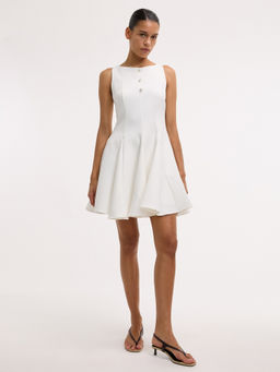Pomelo - Fit and Flare Mini Dress - White