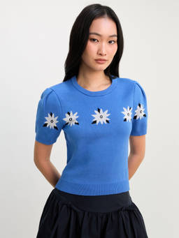Pomelo - Daisy Knit Top - Blue
