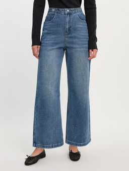 Pomelo - High Waist Wide Leg Jeans - Blue