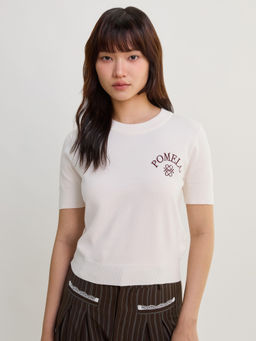 Pomelo - Short Sleeve Knit Top - White