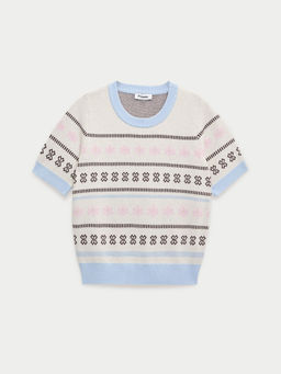 Pomelo - Floral Knit Tee - Ivory