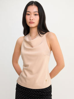 Pomelo - Draped Halterneck Top - Beige