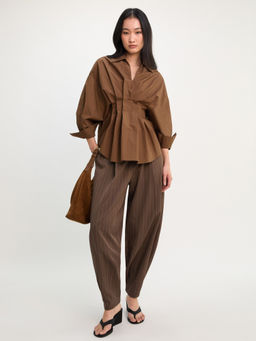 Pomelo - Pleated Shirt - Brown