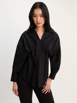 Pomelo - Pleated Shirt - Black