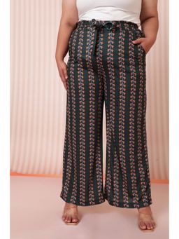 Amydus - Women Green Polyester Floral Regular Fit Trouser