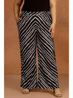 Amydus - Women Black Polyester Printed Regular Fit Trouser