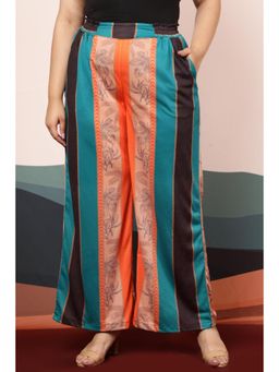 Amydus - Women Multi-Color Cotton Stripes Regular Fit Trouser