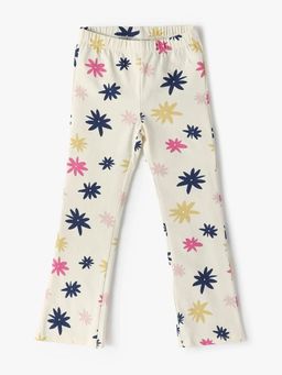 GAP - Girls Off White Cotton Floral Relaxed Fit Trouser