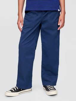 GAP - Boys Blue Cotton Solid Relaxed Fit Casual Trouser